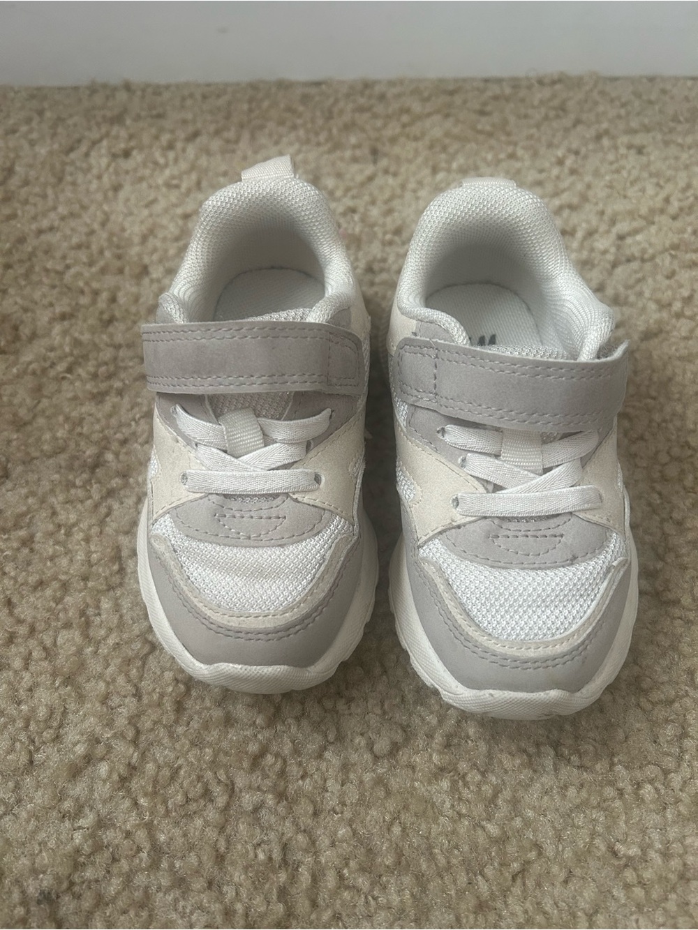 H&M White and Light Gray Kids Sneakers with Velcro Strap
